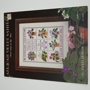 VTG African Violet Sampler Lilija Designs #12 Floral Cross Stitch Pattern ©1986